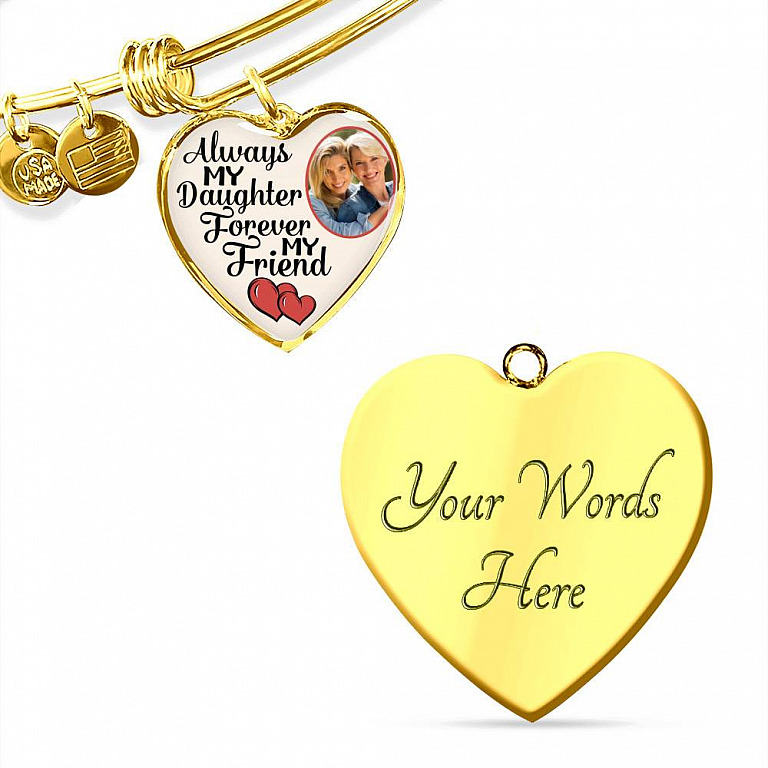 Personalized Photo Always My Daughter Forever My Friend Heart Pendant Necklace
