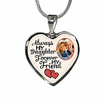 Personalized Photo Always My Daughter Forever My Friend Heart Pendant Necklace