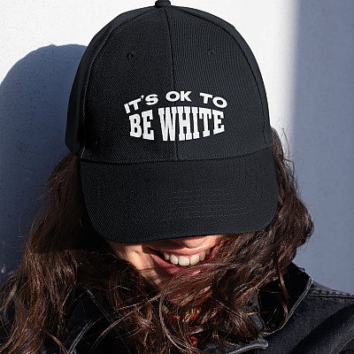 Alternative view of It's Ok To Be White Twill Cap - High-Profile Snapback Hat