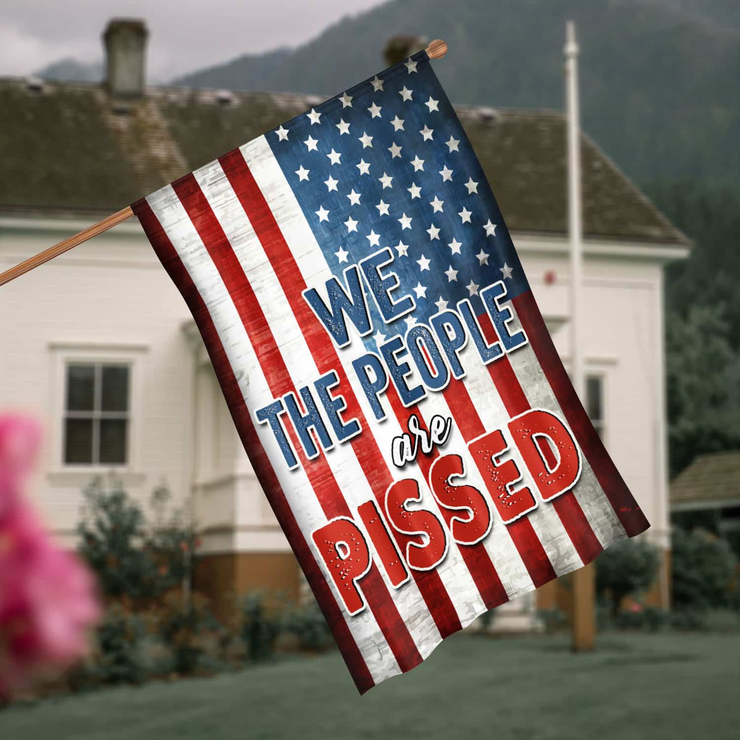 4O. People Are Pissed-30x40 House Flag Mockup 4