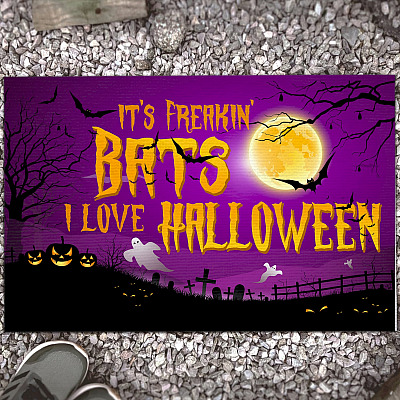 It's Freakin' Bats I Love Halloween Indoor Outdoor Doormat - Halloween Doormat