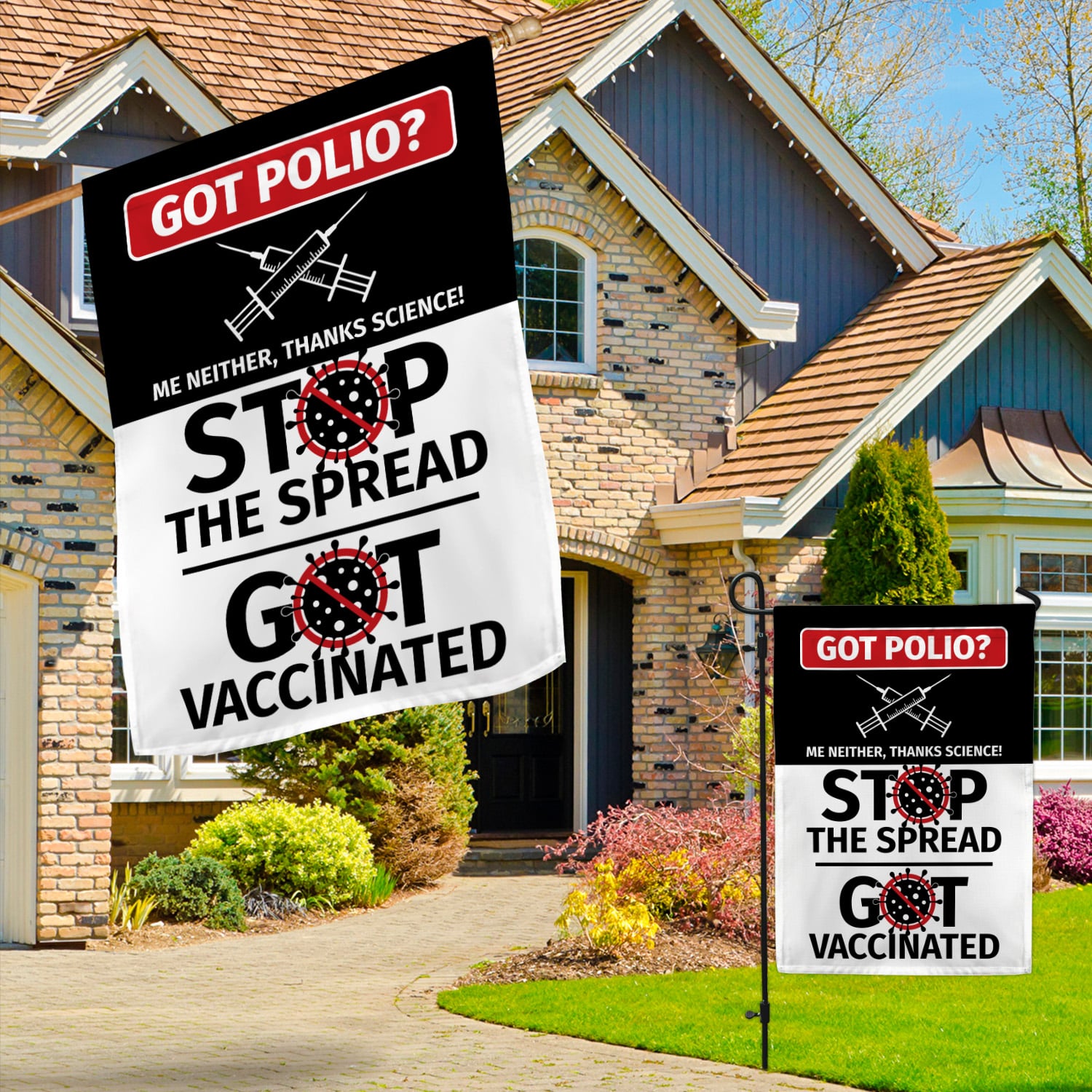 7KNG. Stop The Spread 30x40 Garden & House Mockup 3