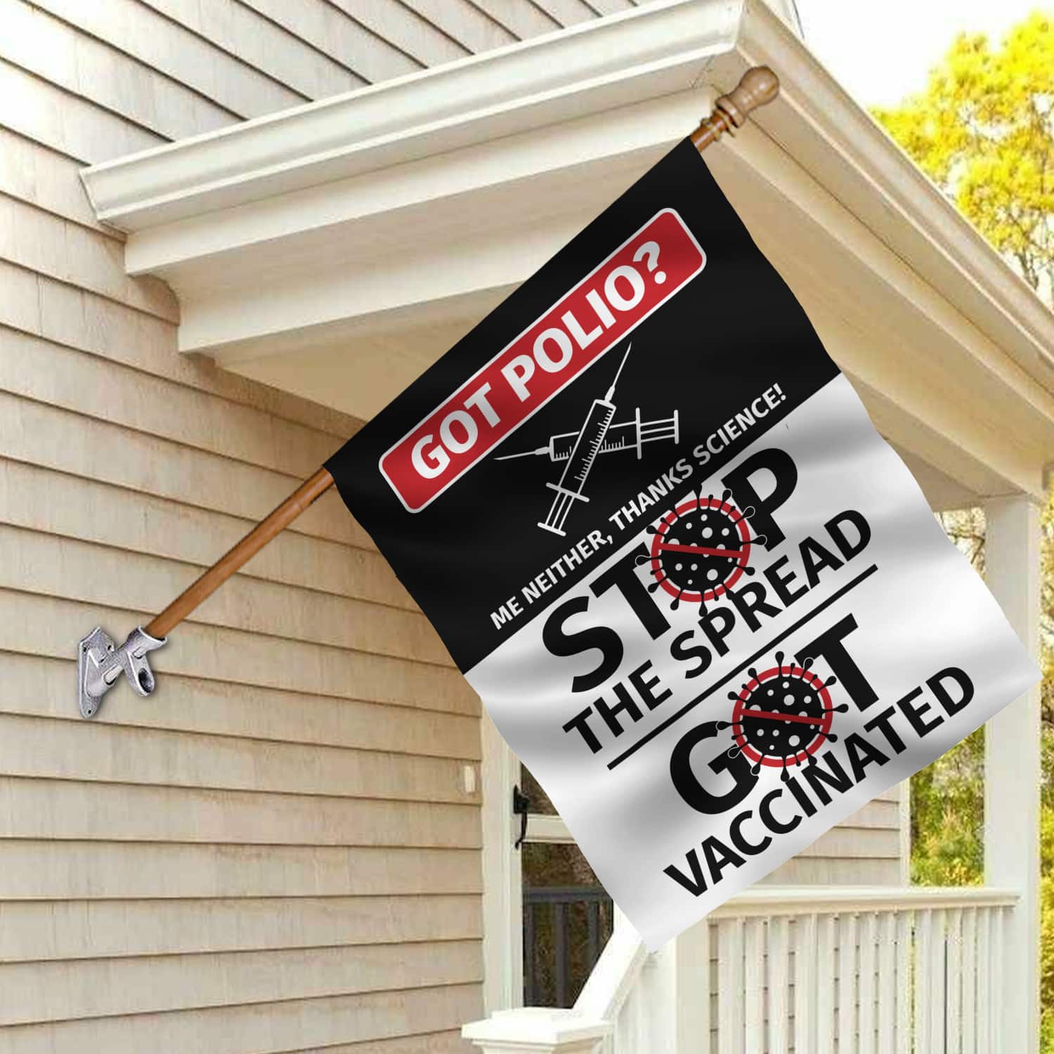 7KNG. Stop The Spread 30x40 House Flag Mockup 2
