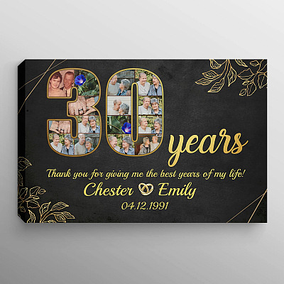 Personalized 30 Years Together Anniversary Framed Canvas - Custom Photo 30th Years Wedding Anniversary Unframed Poster