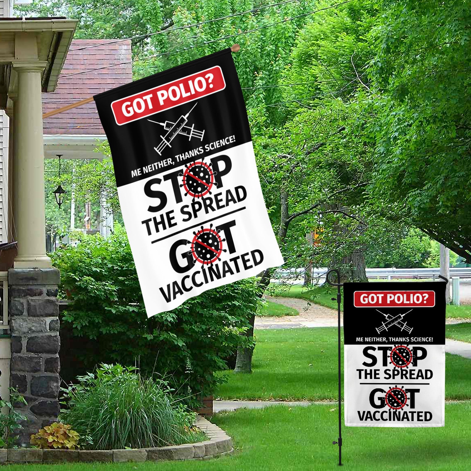 7KNG. Stop The Spread 30x40 Garden & House Mockup 1