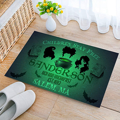 Alternative view of Halloween Sanderson Bed and Breakfast Children Stay Free Indoor Outdoor Doormat