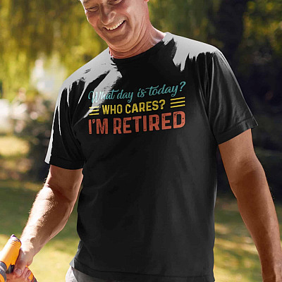 Alternative view of What Day Is Today Who Cares I'm Retired Funny Vintage T-Shirt - V-Neck Shirt