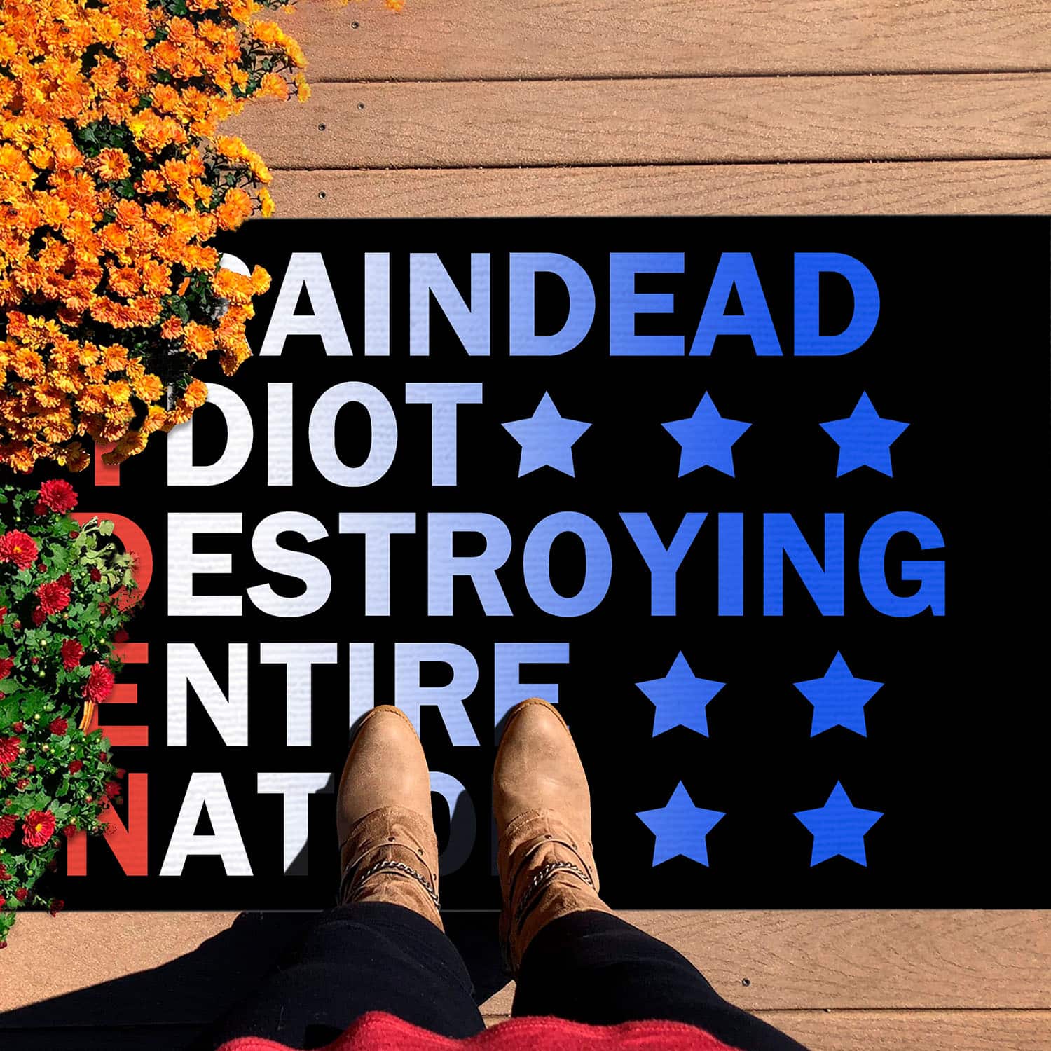 2VT. Biden Braindead Idiot Destroying Doormat Doormat mockup 7