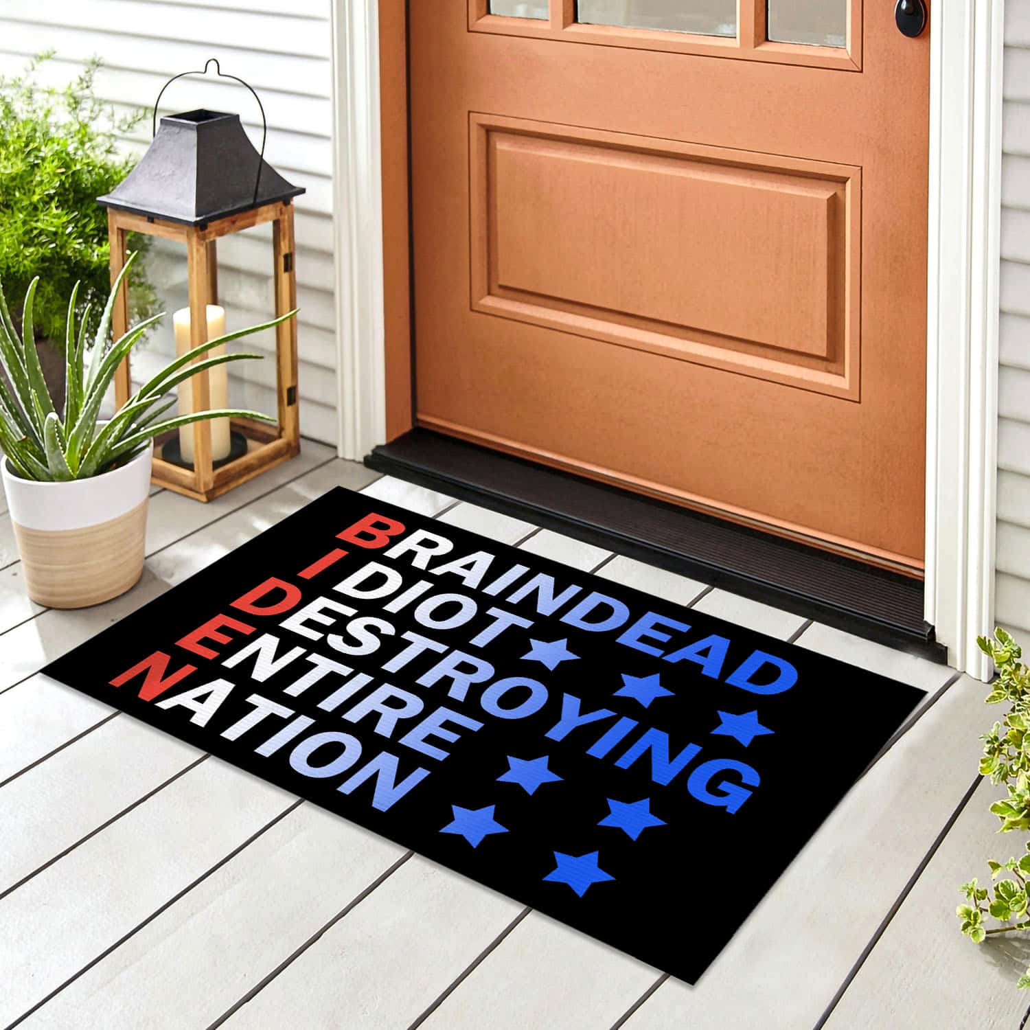 2VT. Biden Braindead Idiot Destroying Doormat Doormat mockup 8