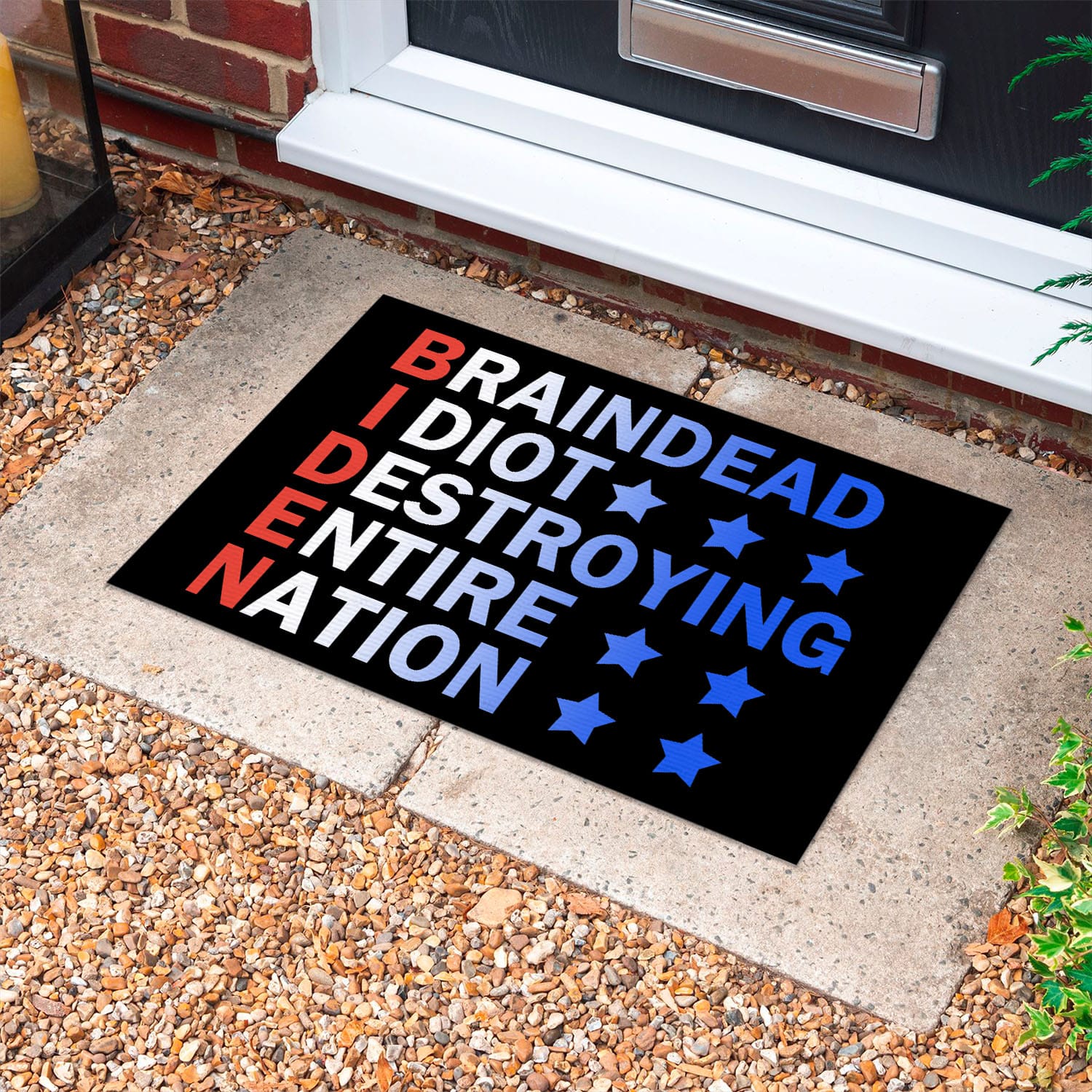 2VT. Biden Braindead Idiot Destroying Doormat Doormat mockup 10