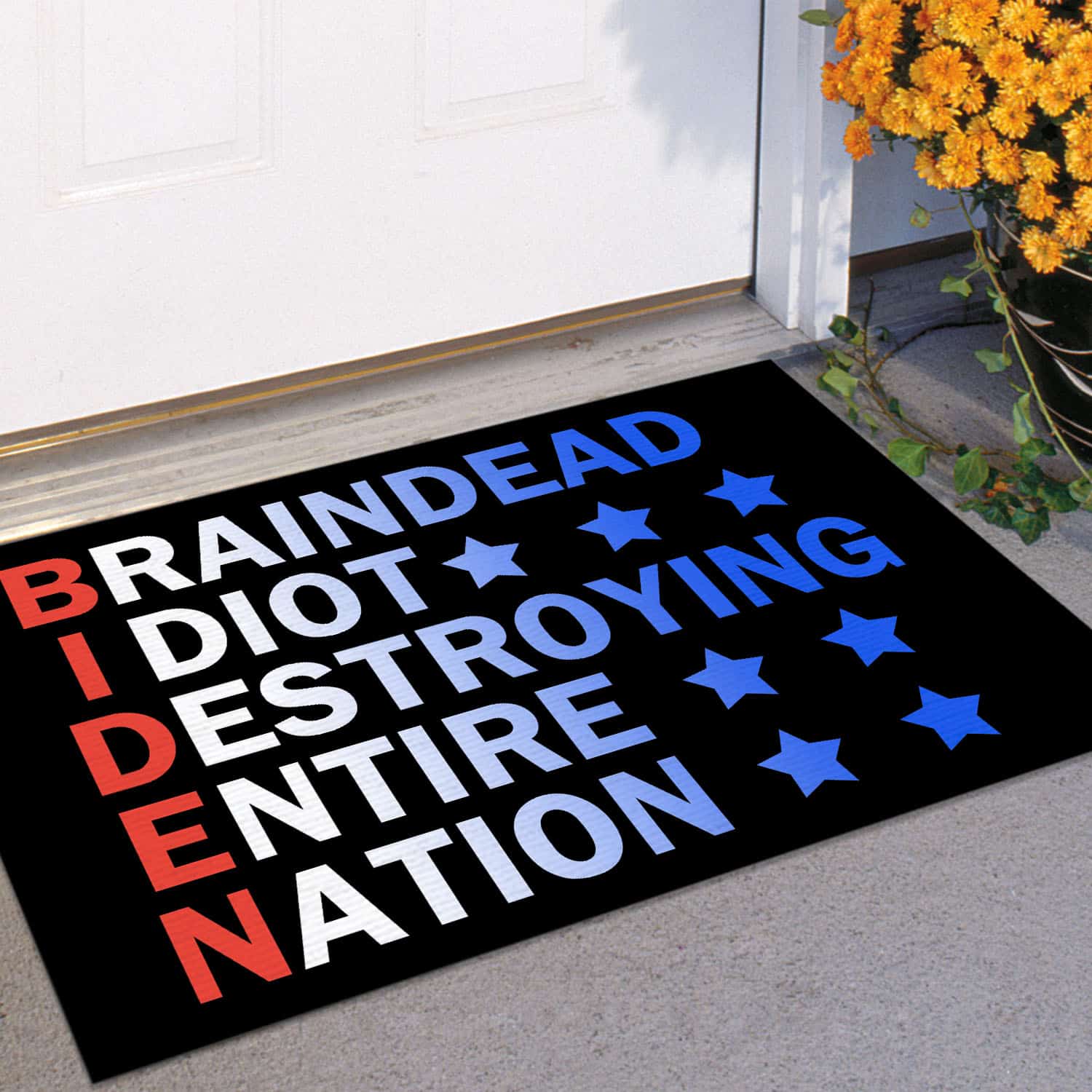 2VT. Biden Braindead Idiot Destroying Doormat Doormat mockup 11