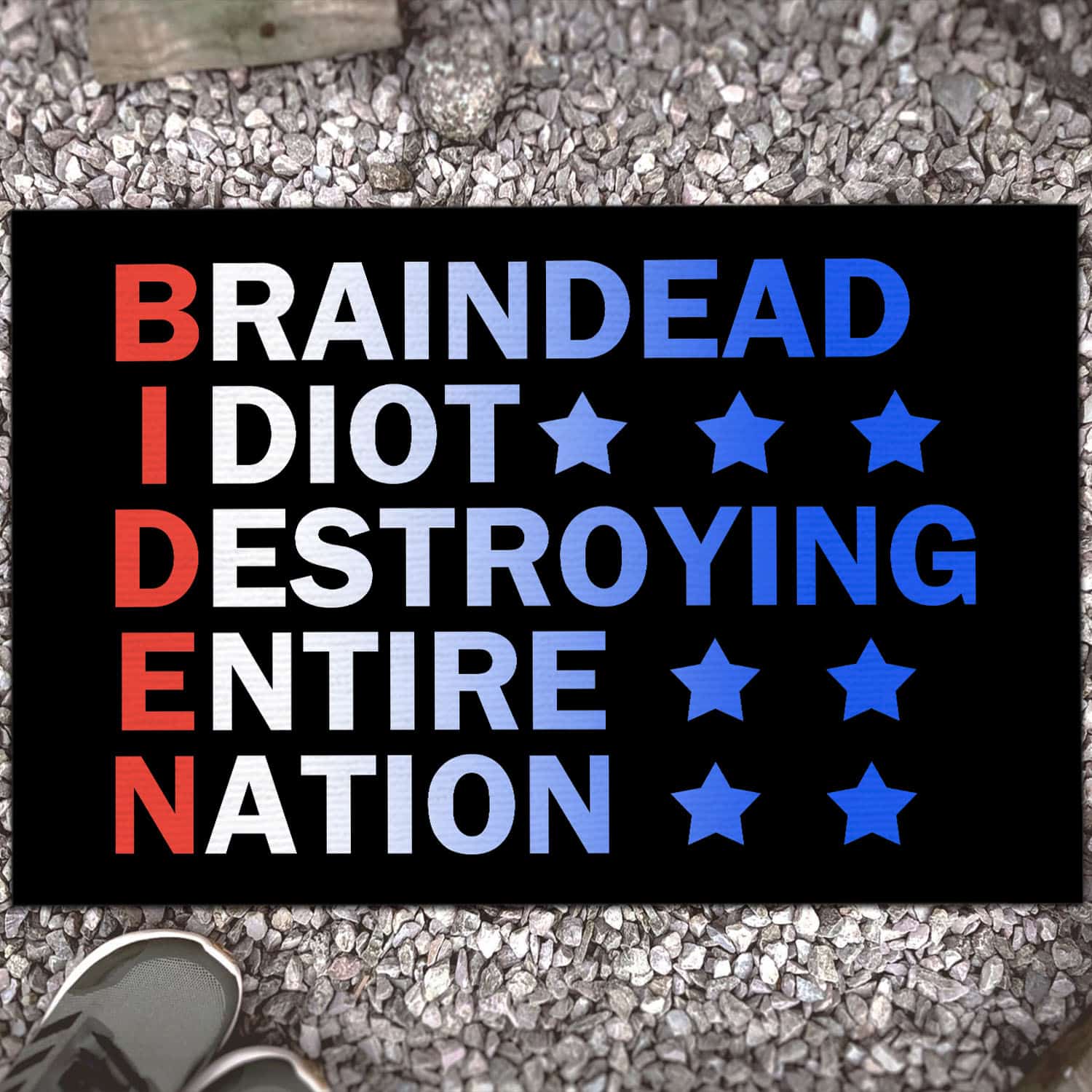 2VT. Biden Braindead Idiot Destroying Doormat Doormat Mockup 13