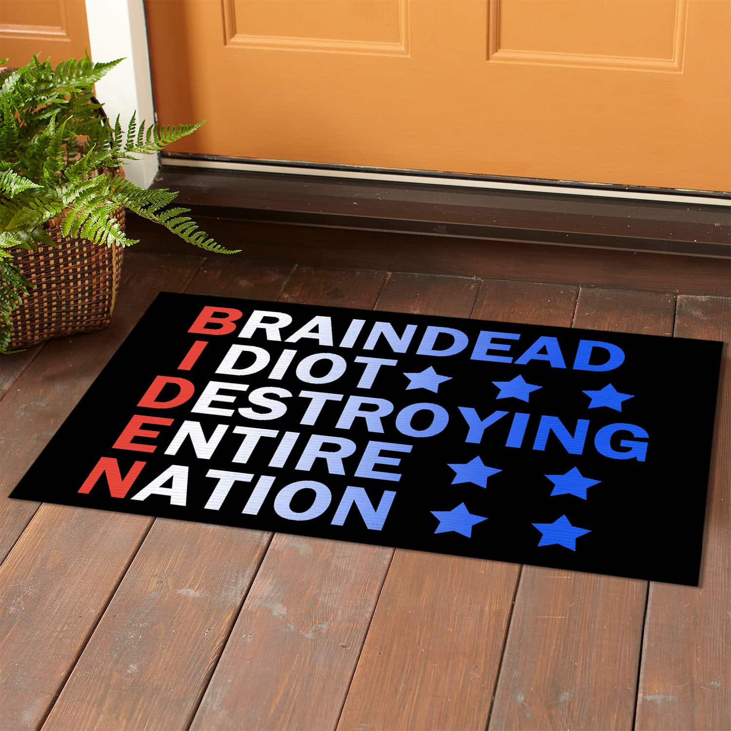 2VT. Biden Braindead Idiot Destroying Doormat Doormat mockup 1