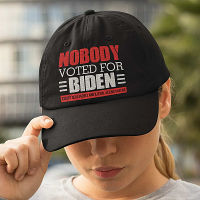 Alternative view of Nobody Voted For Biden Except Dead People And Illegal Aliens Voters Twill Cap - High-Profile Snapback Hat