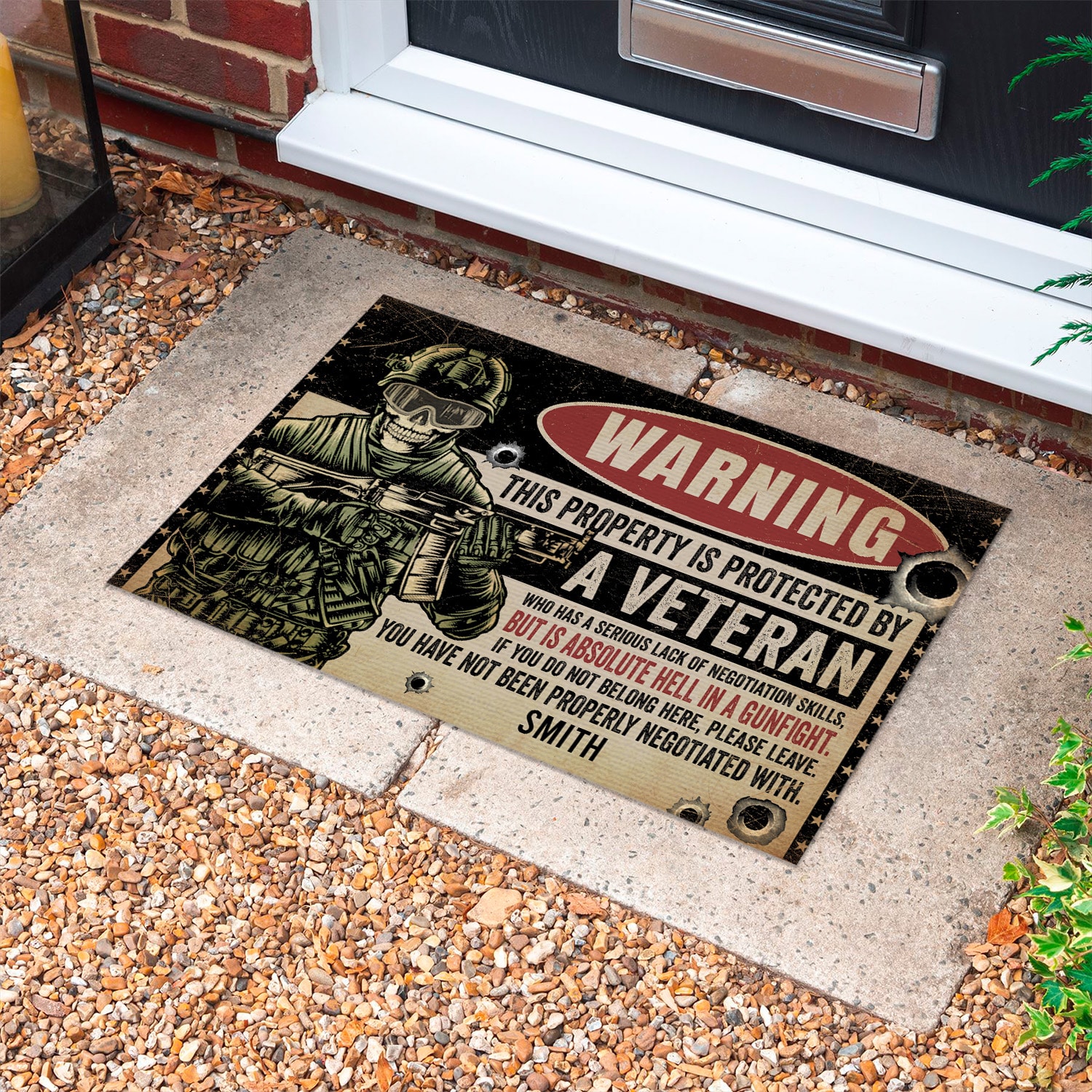 3KT. Warning This Property Veteran-Sample Design 1 Doormat mockup 10