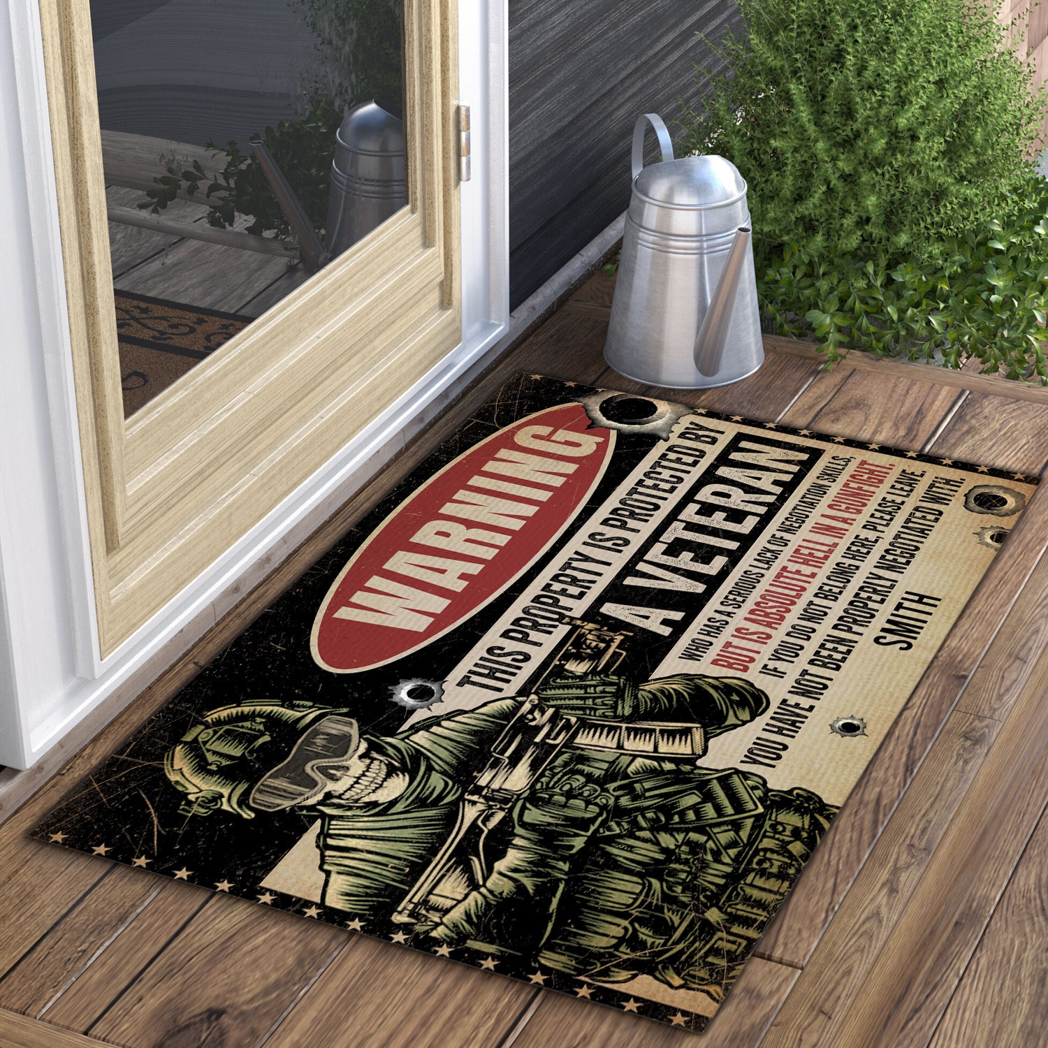 3KT. Warning This Property Veteran-Sample Design 1 Doormat mockup 3