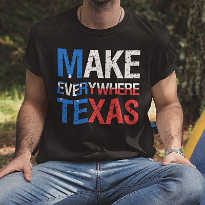 Alternative view of Make Everywhere Texas American Flag T-Shirt - V-Neck Tee - Texas Proud Shirts