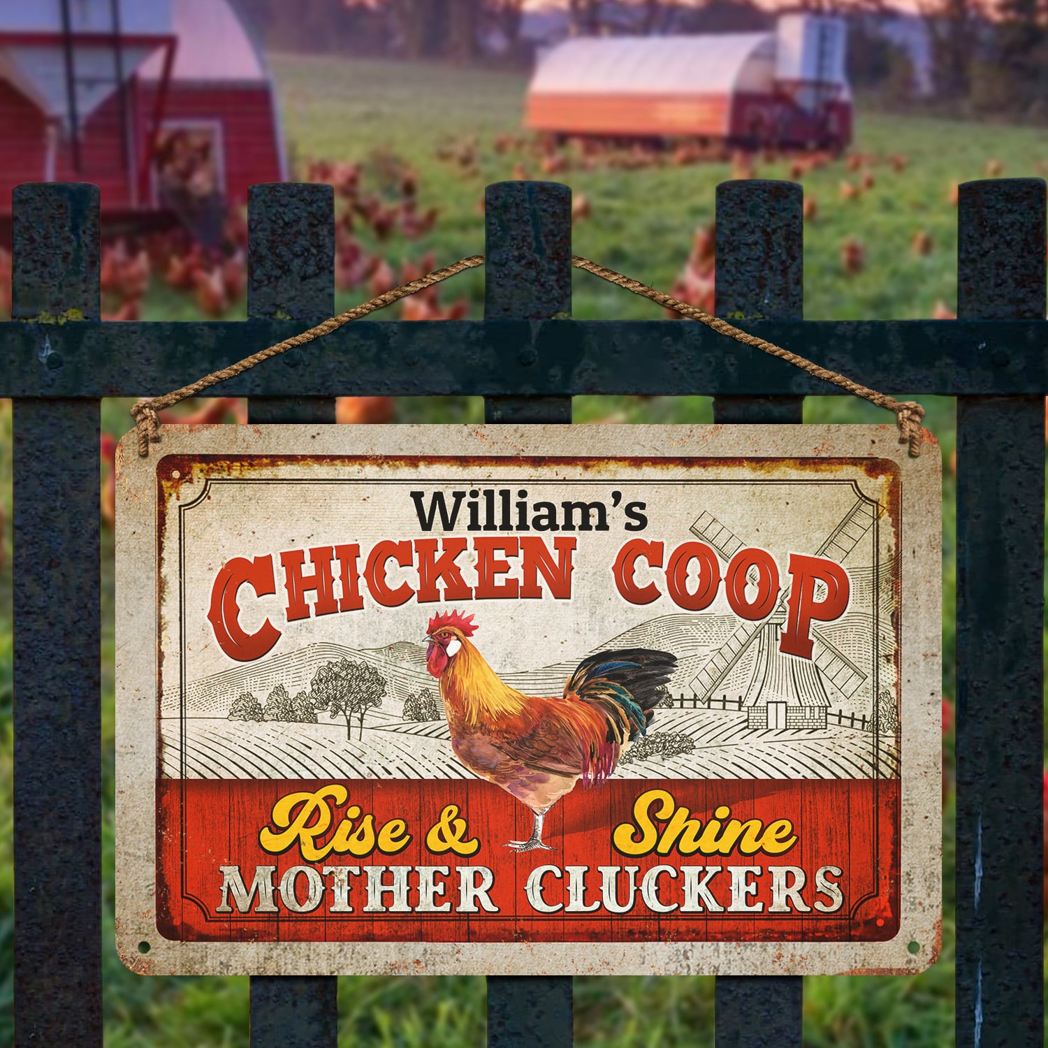 3. Chicken Coop (Sample Design) Metal Sign Mockup 2