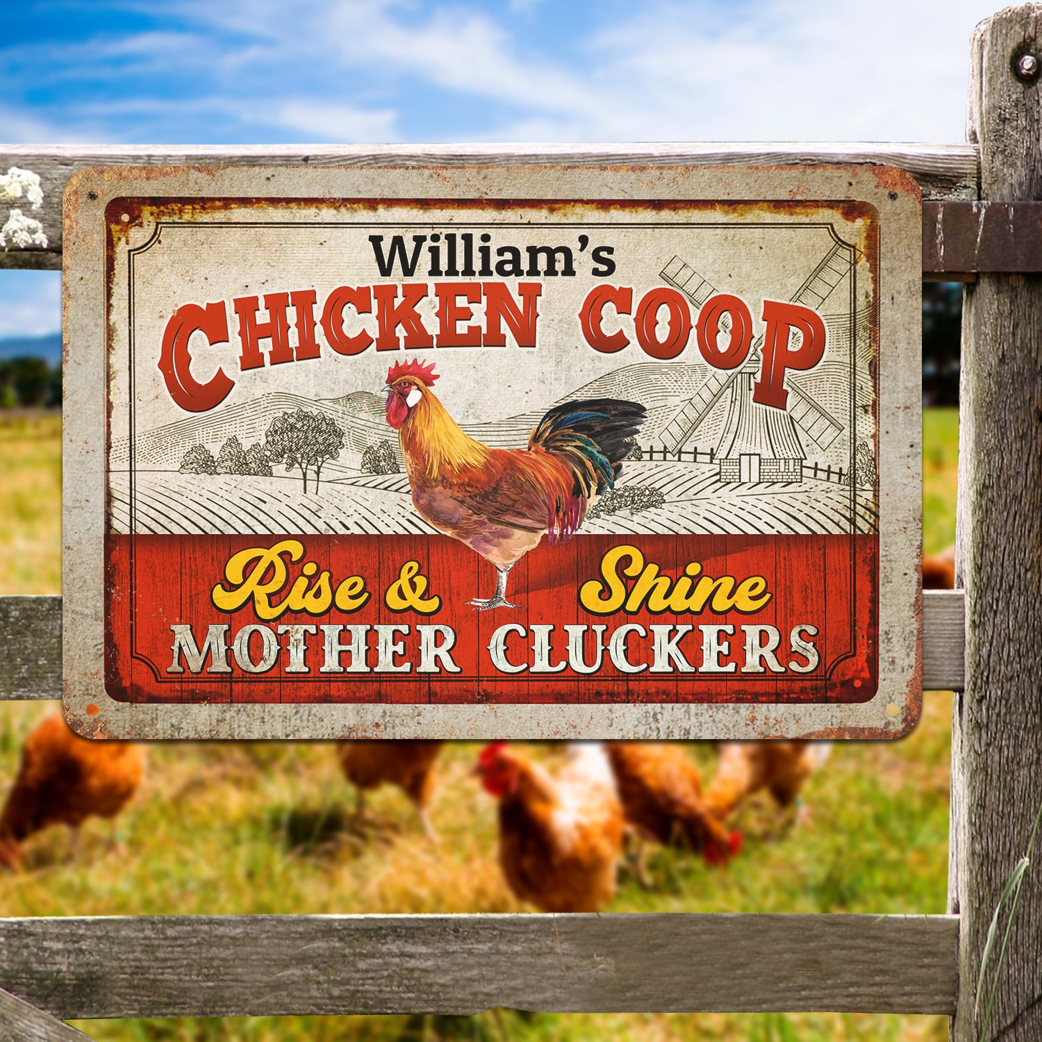 3. Chicken Coop (Sample Design) Metal Sign Mockup 5