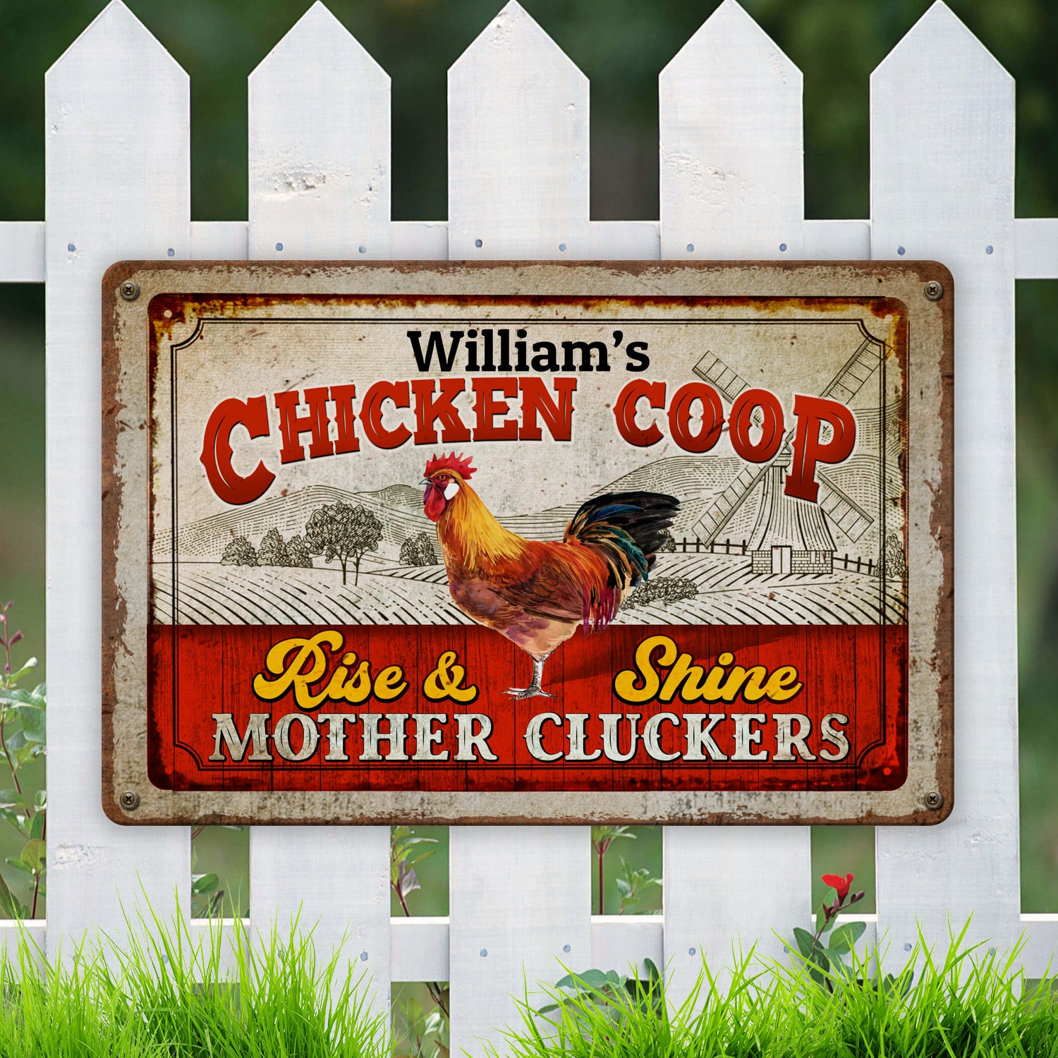 3. Chicken Coop (Sample Design) Metal Sign Mockup 6