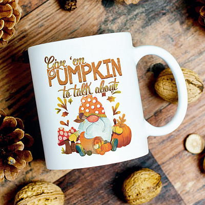 Give 'Em Pumpkin To Talk About Ceramic Coffee Mug - Water Bottle