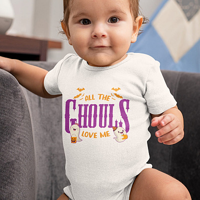 Alternative view of All The Ghouls Love Me Funny Boo Halloween Baby Onesie - Toddler Baby Infant Bodysuit