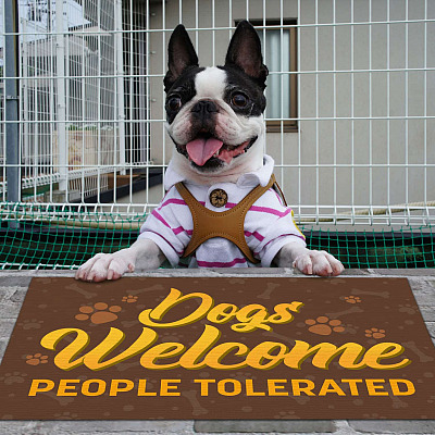 Alternative view of Dogs Welcome People Tolerated Outdoor Indoor Doormat - Welcome Door Mat - Funny Dog Welcome Rug Home Decor