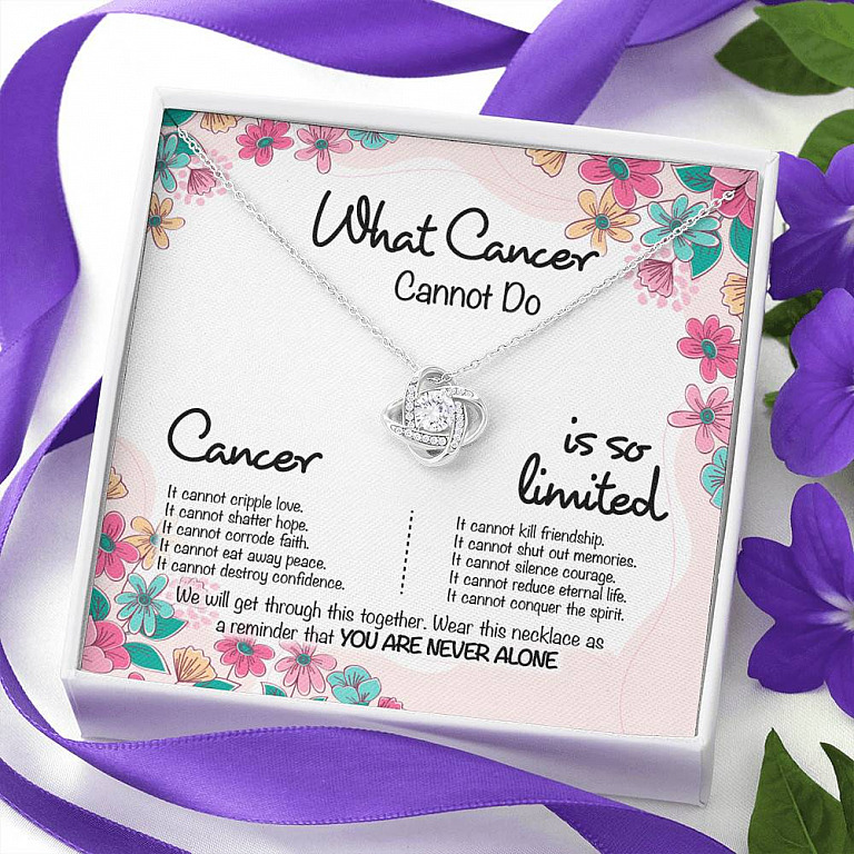 Cancer Survivor What Cancer Cannot Do Love Knot Necklace - Cancer Awareness Necklace - Recovery Gifts