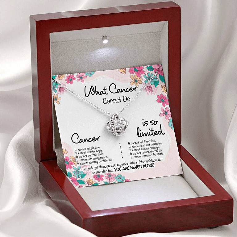 Cancer Survivor What Cancer Cannot Do Love Knot Necklace - Cancer Awareness Necklace - Recovery Gifts