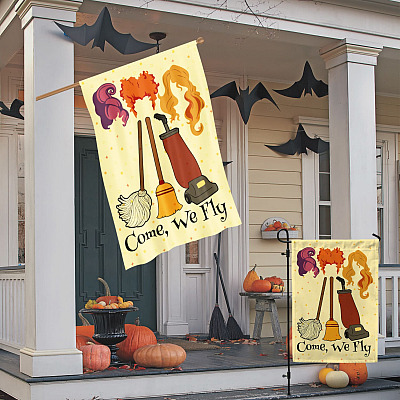 Alternative view of Halloween Hocus Pocus Come We Fly Sanderson Sisters Outdoor Indoor Garden Flag - House Flag - Wall Flag