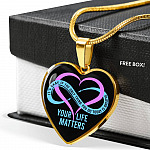 Prevention Suicide It's Ok If the Only Thing You Do Today Is Breathe Your Life Matters Heart Pendant Necklace