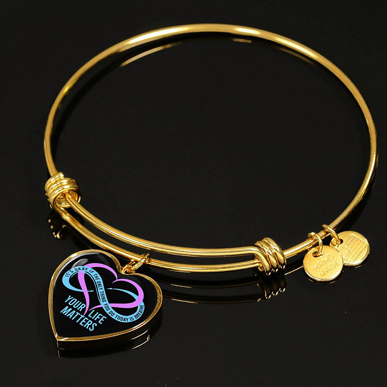 Prevention Suicide It's Ok If the Only Thing You Do Today Is Breathe Your Life Matters Heart Pendant Necklace