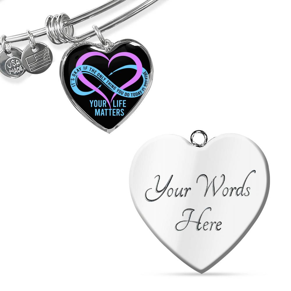 Prevention Suicide It's Ok If the Only Thing You Do Today Is Breathe Your Life Matters Heart Pendant Necklace Prevention Suicide It's Ok If the Only Thing You Do Today Is Breathe Your Life Matters Heart Pendant Necklace