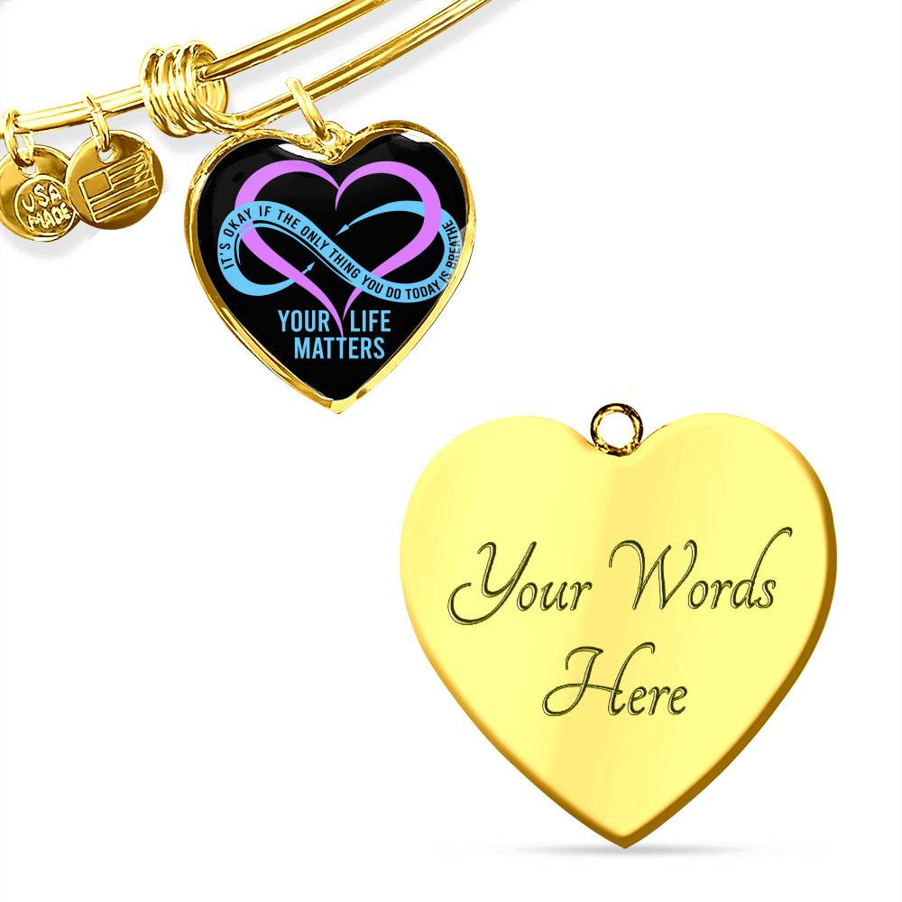 Prevention Suicide It's Ok If the Only Thing You Do Today Is Breathe Your Life Matters Heart Pendant Necklace Prevention Suicide It's Ok If the Only Thing You Do Today Is Breathe Your Life Matters Heart Pendant Necklace