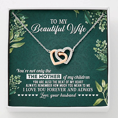 To My Beautiful Wife Always Remember How Much You Mean To Me Love Your Husband Interlocking Hearts Pendant Necklace - Interlocking Hearts Necklace