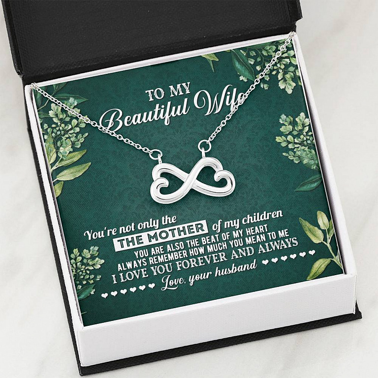 To My Beautiful Wife Always Remember How Much You Mean To Me Love Your Husband Infinity Heart Pendant Necklace