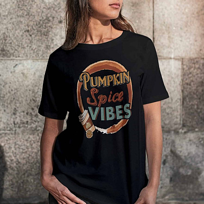 Alternative view of Pumpkin Spice Vibes Retro Vintage T-Shirt - V-Neck Shirt