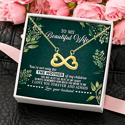 Alternative view of To My Beautiful Wife Always Remember How Much You Mean To Me Love Your Husband Infinity Heart Pendant Necklace