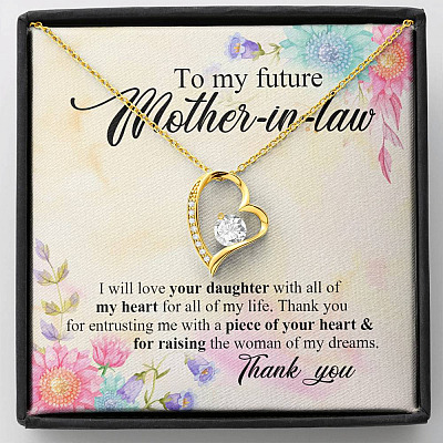 To My Future Mother In Law I Will Love Your Daughter With All Of My Heart From Groom Forever Love Heart Pendant Necklace - Forever Love Necklace (18K Yellow Gold)