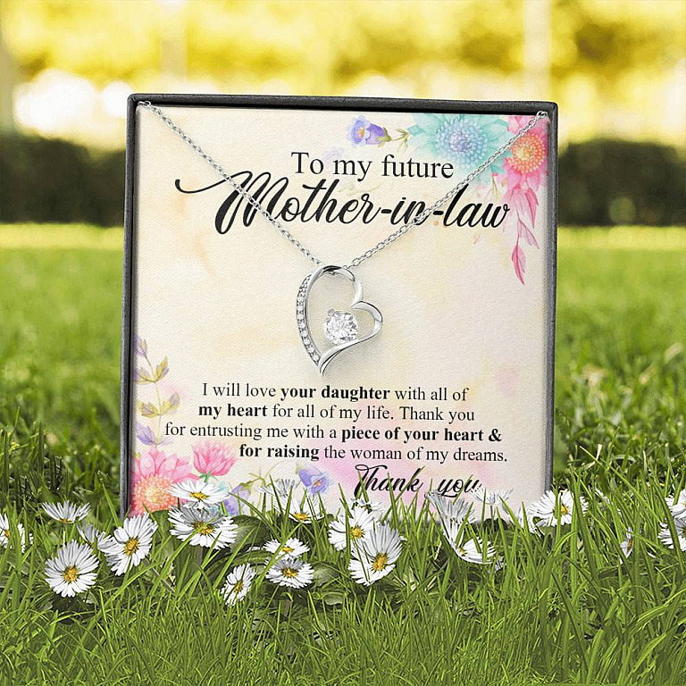 To My Future Mother In Law I Will Love Your Daughter With All Of My Heart From Groom Forever Love Heart Pendant Necklace