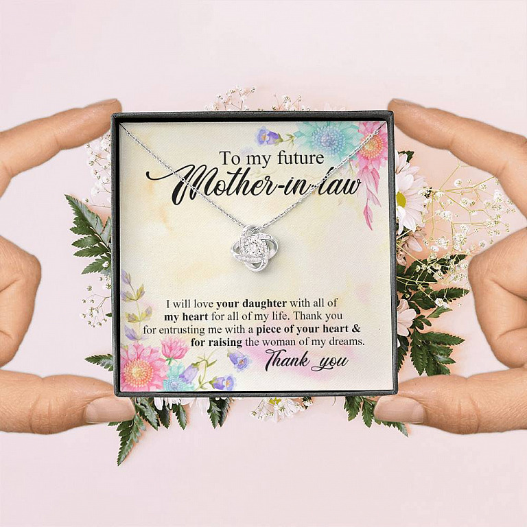 To My Future Mother In Law I Will Love Your Daughter With All Of My Heart From Groom Love Knot Necklace