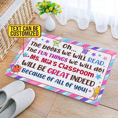 Alternative view of Personalized Name Teacher The Book We Will Read Classroom Indoor Doormat - Custom Teacher Doormat Outdoor