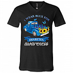 blue, Black, V-Neck T-Shirt