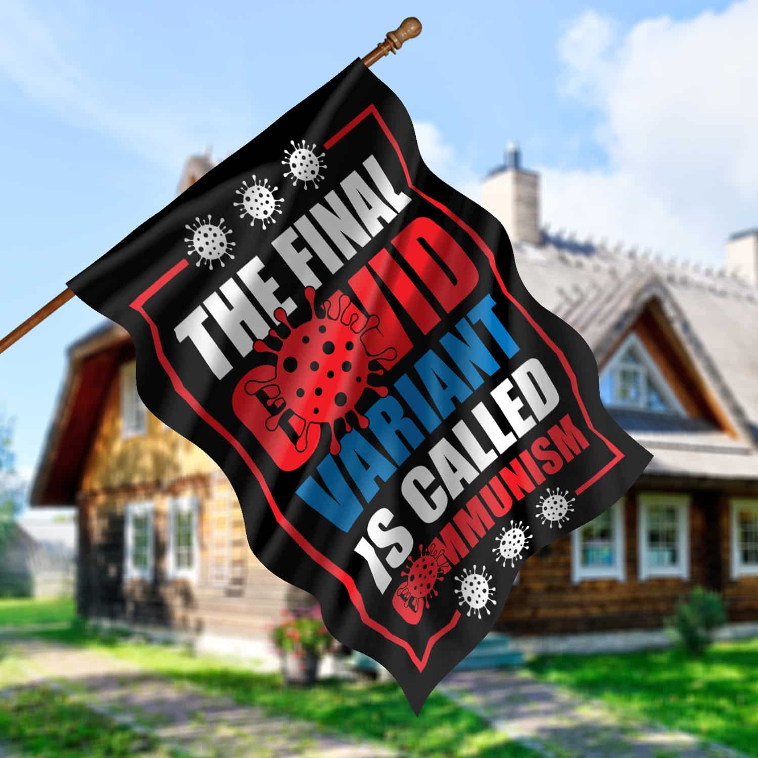 6KNG. Variant Communism 30x40 House Flag Mockup 5