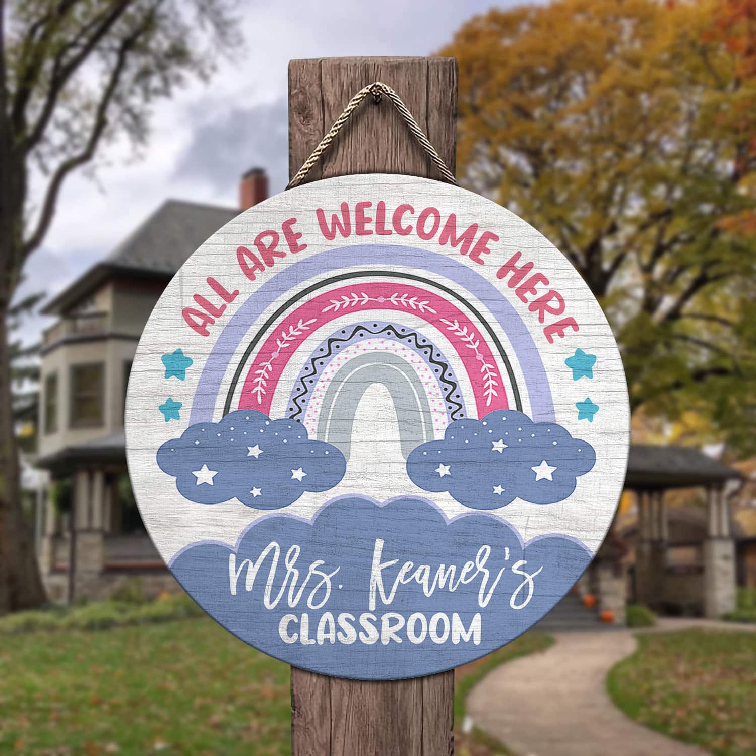 8VT. All Are Welcome Here (Sample Design) Door Sign Mockup 3