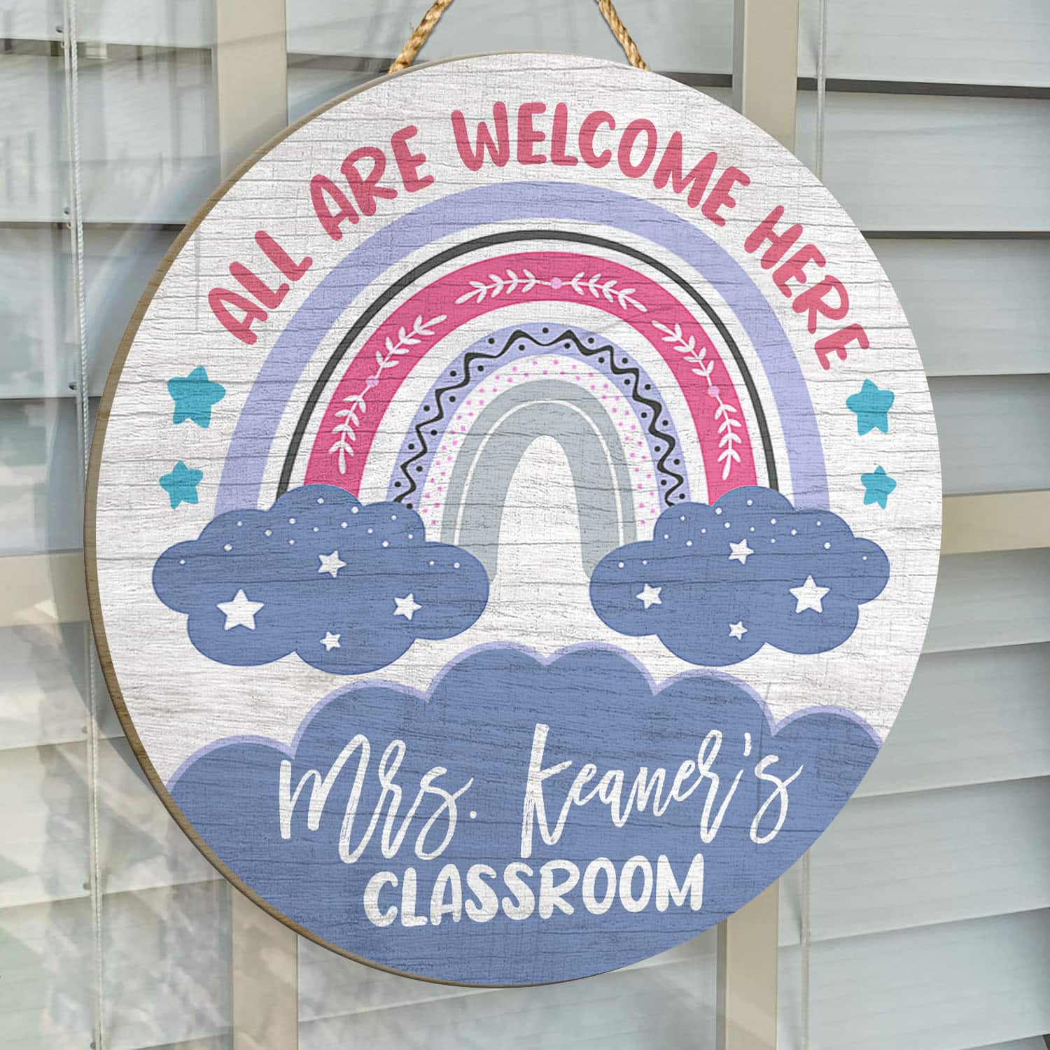 8VT. All Are Welcome Here (Sample Design) Door Sign Mockup 14