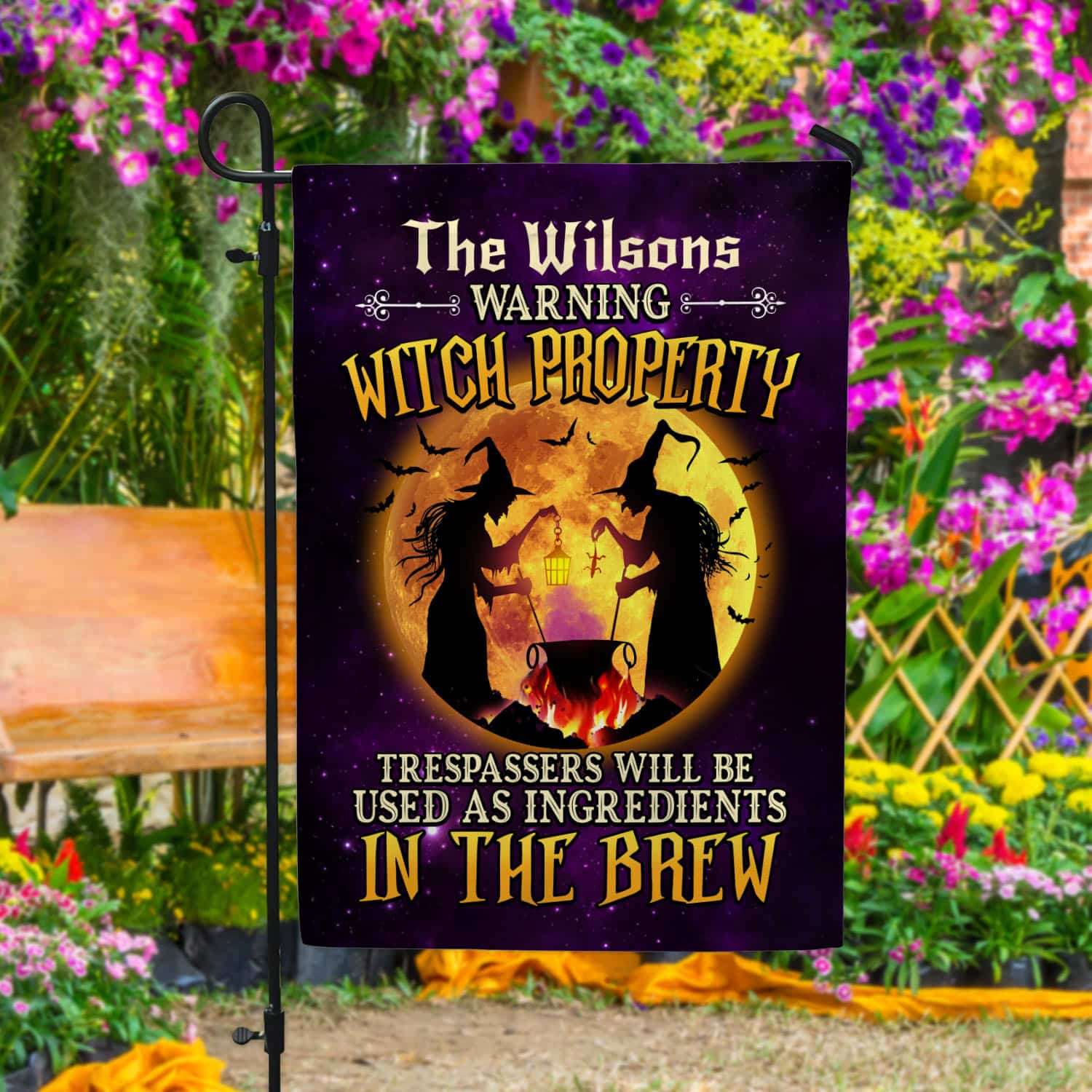 14Th. Warning Property Garden Flag Mockup 4