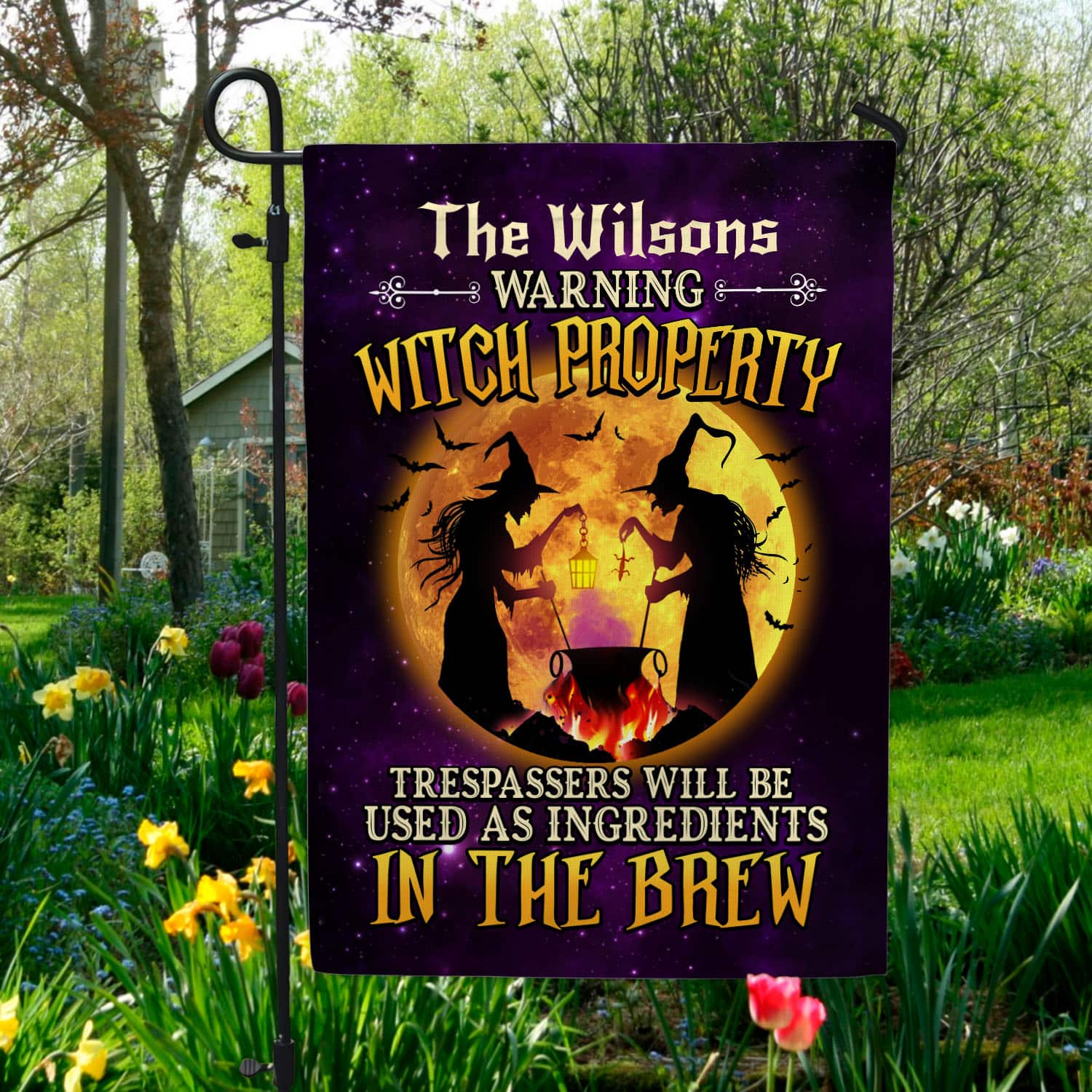 14Th. Warning Property Garden Flag Mockup 5