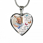Personalized Photo Hold Me In Your Memories Find Me In Your Dreams Memorial Luxury Heart Pendant Necklace