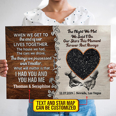 Alternative view of Personalized Couple Names Star Map Wall Art - When We Get To The End Of Our Lives Together Anniversary Custom Night Sky Canvas Poster